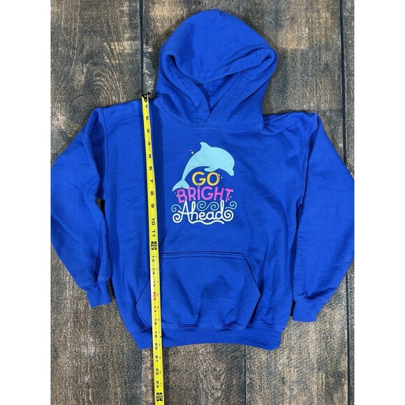 Gildan Youth Size Medium Girl Scouts Go Bright Ahead Dolphin Hoodie! - Picture 2 of 5